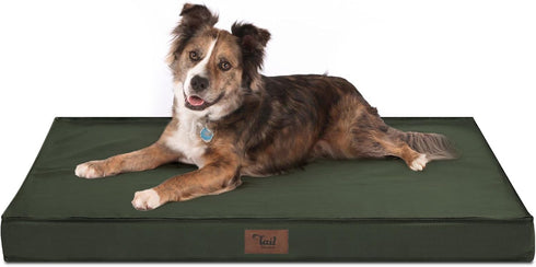 Outdoor All Weather Large Dog Bed, Orthopedic Egg Foam, Waterproof, Washable Oxford Cooling Cover, Dark Green