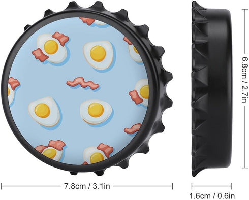 Generic 2 1 Fried Eggs and Bacon in Beer Bottle Opener Wall Mount Opener Portable Easy Storage Gift for Men Women