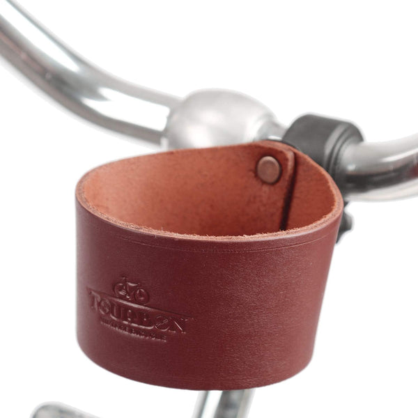 Tourbon Leather Bike Beverage Holder, Small Bicycle Water Bottle Cup Holder, Brown