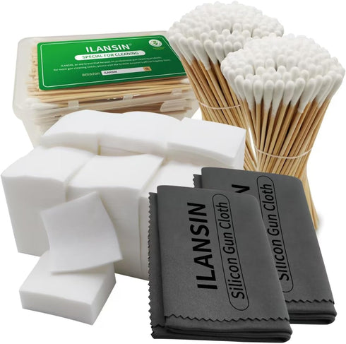 1000PCS Patches+ 200PCS Pointed/Round Swabs+ 2PCS Gun Cloths, Lint Free Gun Cleaning