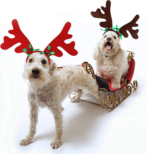 BWOGUE 2 Set Dog Elk Reindeer Antler Headband for Christmas Pet Costume, Accessories for Small and Medium Dogs Cats