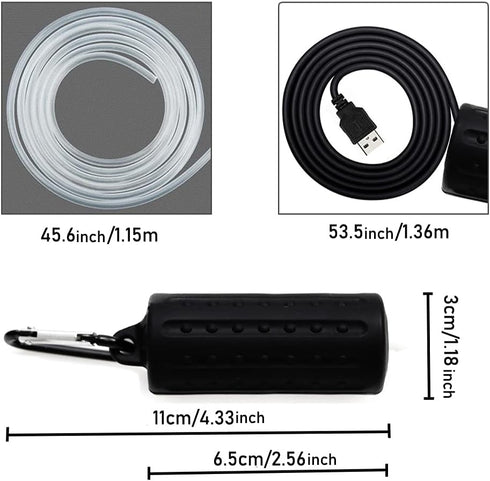 Aquarium Air Pump Mini USB - Portable Ultra Silent Oxygen Aerator with Air Stone and Silicone Tube