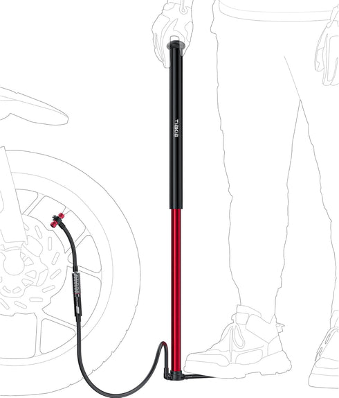 Tiakia Bike Floor Pump with Gauge - 260psi High Pressure Bicycle Pump, Portable Hand Air Pump for Presta, Schrader