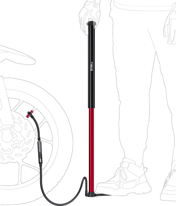 Tiakia Bike Floor Pump with Gauge - 260psi High Pressure Bicycle Pump, Portable Hand Air Pump for Presta, Schrader