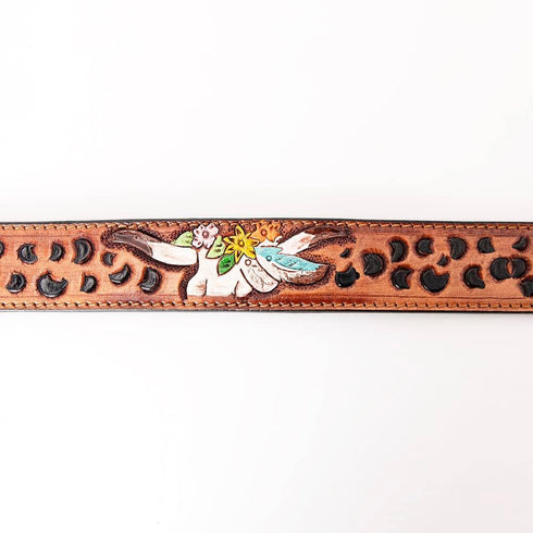 HILASON Medium Tan Genuine Leather Dog Collar, Strong, Handmade, Soft, Hand Tooled