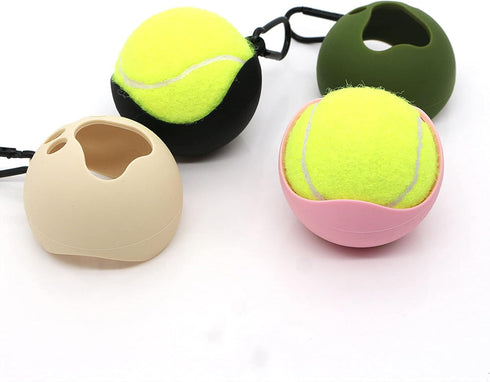 Dog Toy Ball Holder - Hands-Free Leash Attachment for All Breeds, Fits Standard Tennis Balls (Black)