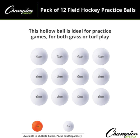 12 Pack Champion Sports Field Hockey Practice Balls - in Multiple Colors