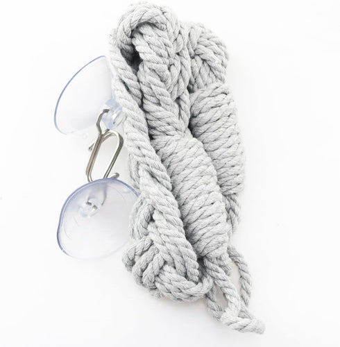 Pro Bamboo Kitchen 23.62x1.37in Hermit Crab Climbing Rope Hook Sucker Grey Braided Wool Reptile Swing Habitat