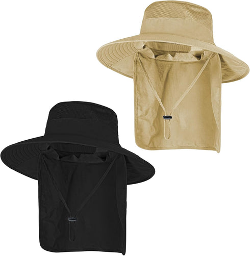 Sun Hats for Men Women Fishing Hat UPF 50+ Breathable Wide Brim Bucket Hat with Neck Flap