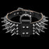 Pet Artist 2" Wide Luxury Genuine Leather Spiked Studded Dog Collars for Medium & Large Dogs, Black, XL