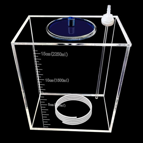 Acryli Made Dosing Container, Liquid Storage Bucket for Aquarium Air Pump Accessories, 2.5L Blue Lid