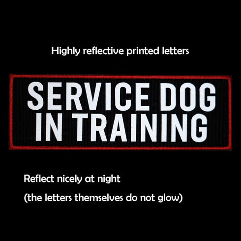 2 Pcs Reflective Service Dog in Training Patch Set with Hook and Loop Fastener, Embroidered Border with Printed Letters Patch for Dog Vest Harness (3.5 x 1.2 inches) by FITZNORA