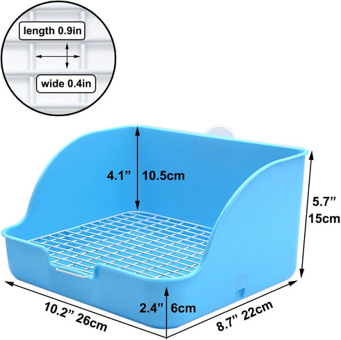 10"x8" Rat Small Litter Box, Square Corner Litter Box Training Pan with Grid Potty Tray Toilet for Cage Small
