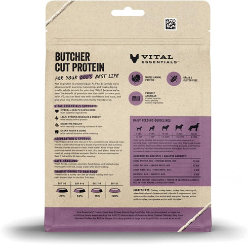Vital Essentials Freeze Dried Raw Dog Food, Turkey Mini Nibs Entree, 5.5 oz