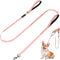 6 ft Dog Leash for Small to Medium Dogs with 3 Reflective Stitching and 2 Traffic Padded Handles (Pink 1 Pack)