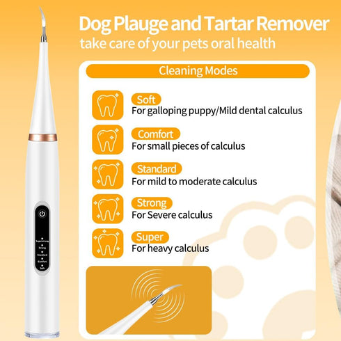 5 IPX6 Dog Tartar Remover for Teeth, Dental Tools to Remove Plaque and Tartar, Pet Teeth Cleaning Kit with LED Light