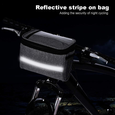 ycle Handlebar Bag, Frame Phone Pouch, Bike Front Tube Saddle Bag with Reflective Stripe for Mountain Cycling