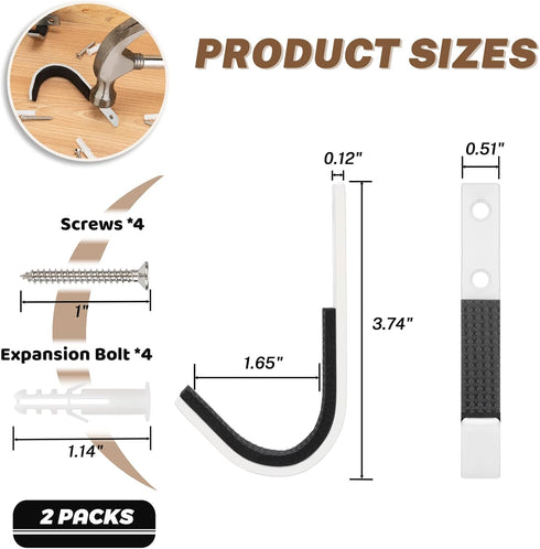 Gun Rack Storage Wall Mount, Horizontal Metal Hooks for Rifles and Shotguns, Heavy Duty Steel Hangers