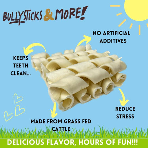 6 Inch (10 Count) BULLYSTICKS & MORE Beef Cheek Springs for Dogs - Bully Springs Dog Chews - No Hide Bones
