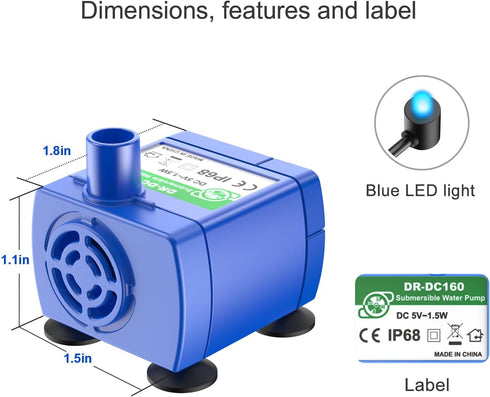 Wonder Creature Cat Water Fountain Pump, Replacement Pump for Round, Cubic, and Crystal Cat Water Fountain