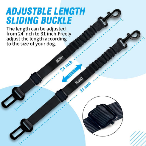 COOYOO Dog Seat Belt - 3 Piece Set Adjustable Retractable Car Harness for Pet Safety