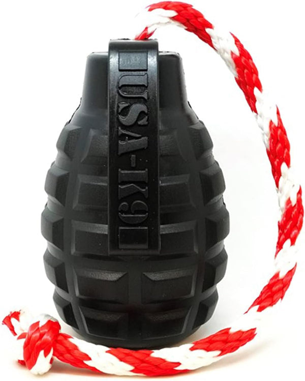 SodaPup USA-K9 Magnum Grenade - Dog Tug Toy, Chew Toy & Treat Dispenser Made from Durable Non-Toxic Rubber