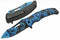 SZCO Supplies 8.5” Haunted Skull EDC Folding Knife with Pocket Clip, Blue