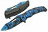SZCO Supplies 8.5” Haunted Skull EDC Folding Knife with Pocket Clip, Blue