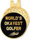 Hafhue World's Okayest Golfer Black Gold Golf Ball Marker with Hat Clip, Funny Gifts for Women Men Dad