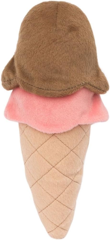 ZippyPaws NomNomz Dog Squeaky Toys - Funny Food Plush for Small & Medium Dogs, Soft and Cuddly Ice Cream Toy