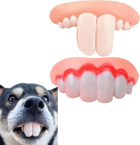 Tiosen 2Pcs Funny Dog Silicone Dentures, Dog Toys,Funny Teeth Braces, Dog Christmas Costume