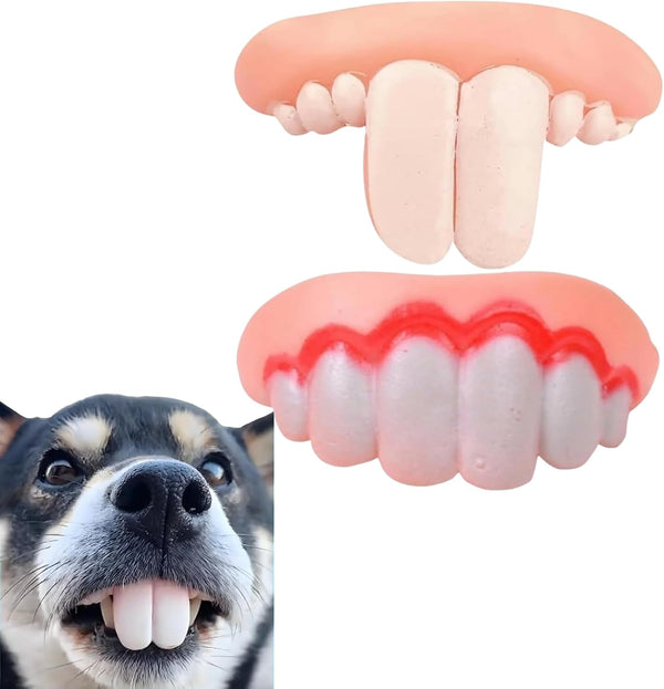Tiosen 2Pcs Funny Dog Silicone Dentures, Dog Toys,Funny Teeth Braces, Dog Christmas Costume