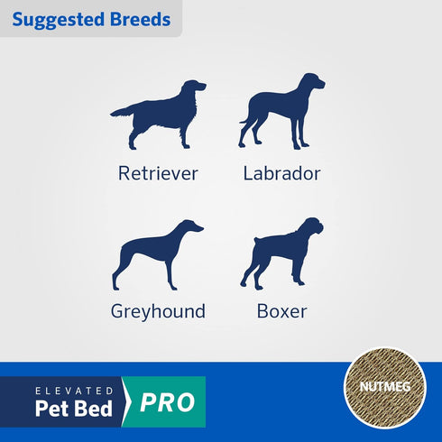 COOLAROO Cooling Elevated Dog Bed PRO Standard, Fits in 48in Crate, Easy Assembly Frame, Nutmeg Color