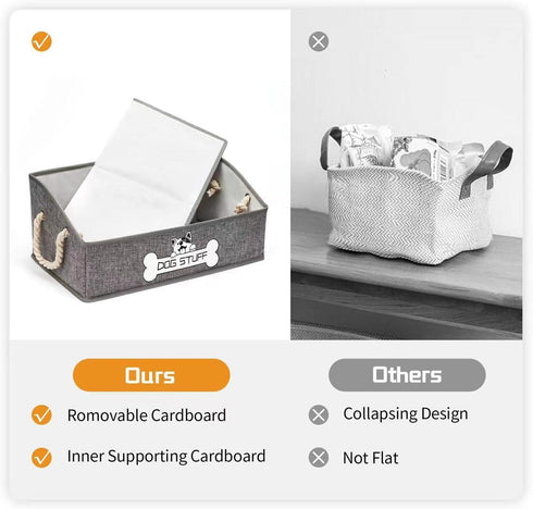 Collapsible Fabric Dog Toy Box, Storage Bin with Handle, Trapezoid Basket Organizer for Pet Toys and Accessories
