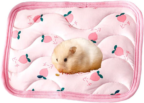 1 Pc Rectangular Summer Cooling Hamster Bed, Comfortable Sleep Mat for Hamster, Hedgehog, Squirrel, Mice, Pink Cherry