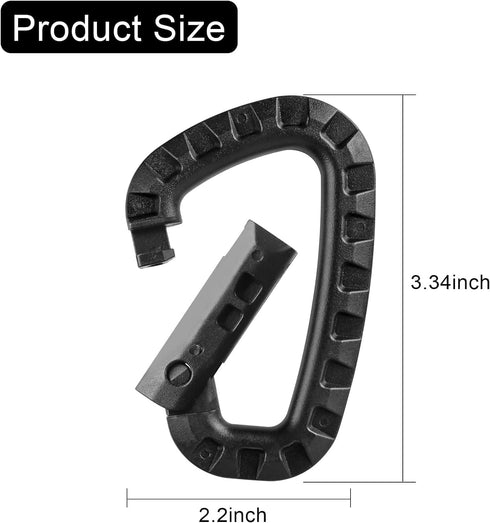 Tactical Carabiner Keychain - 12/15/16 Pack Hard Polymer Carabiners D Rings for Outdoor Travelling Camping
