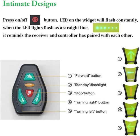 LED Turn Signal Safety Vest with Direction Indicator, USB Charging, Adjustable Bike Pack Accessory for Night Cycling
