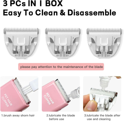 Replacement for Pet Clippers,3 Packs Replacement blades for Waterproof Cordless Grooming Kits,3 PCs of Replacement Blades for Dog Shavers TB006
