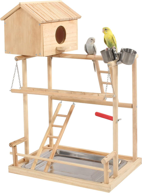 HiCaptain Large Bird Playground, 3 Layers Cockatiel Playground, Pet Parrot Playstand Gym