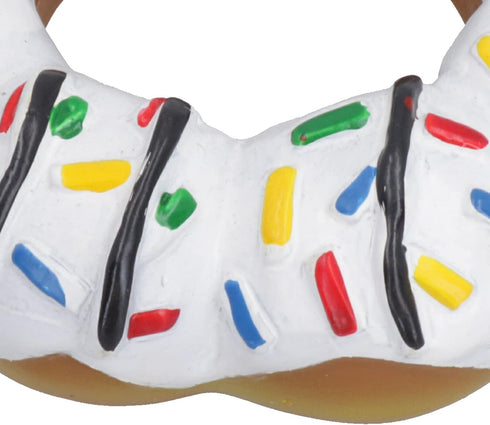 AB Tools 4x4x14cm Pet Dog Vinyl White Donut Food Dog Toy Play Toy with Squeak