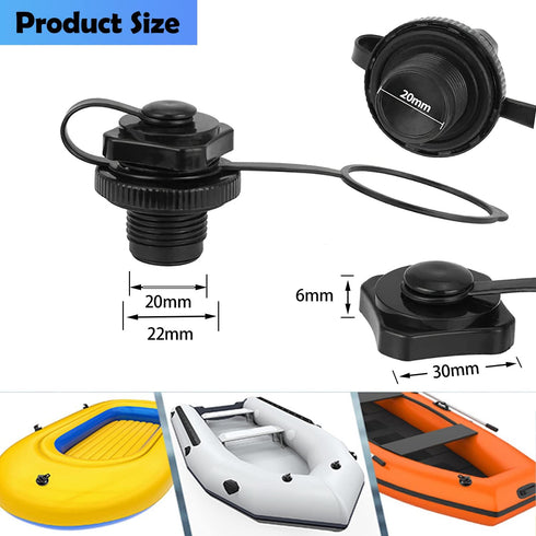 Inflatable Boat Air Valve, 2PCS Inflatable Boat Spiral Air Plugs for One-Way Inflation Replacement Screw
