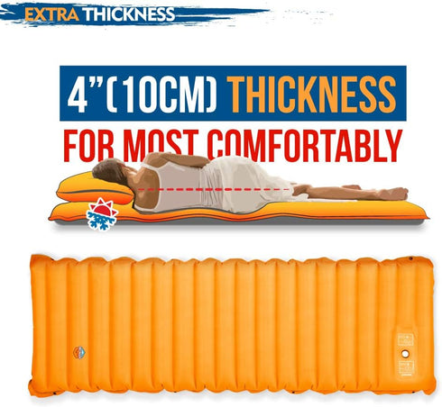 ZOOOBELIVES Extra Thickness Inflatable Sleeping Pad, Built-in Pump, Comfortable Camping Mattress for Backpacking, Hiking