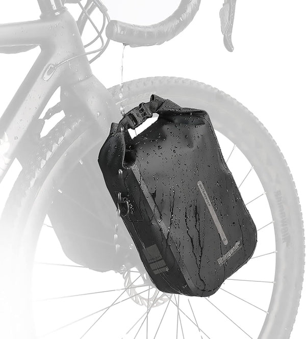 Rhinowalk Waterproof Bike Front Pannier Bag Fork Bag for E-Scooter Mountain Bike Accessories - Black, 4L