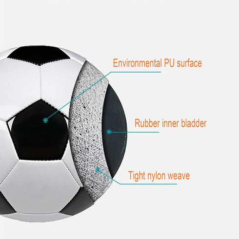Soccer Ball Size 2,3,4,5 with Pump Needle, Classic White Black PU, Suitable for Youth League Game Training or Gift