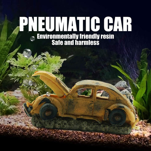 Boxtech Decorations for Aquarium, Aquarium Resin Ornament Decorations, Imitation Car Wreck for Air Bubble Stone Oxygen Pump Fish Tank by boxtech