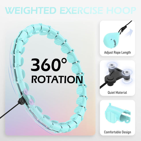 Weighted Hula Circle with 24 Links for Adults, Infinity Fitness Hoop for Weight Loss and Smart Exercise Equipment