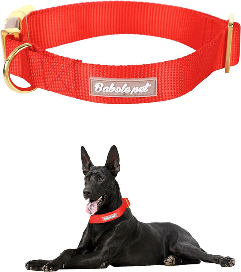 Babole Red Nylon Dog Collars for Small Puppy, 13 Colors Adjustable Soft Comfortable Pet Collars with Safety Metal