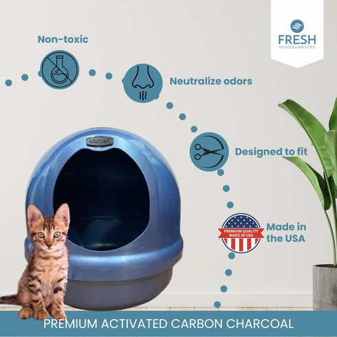 12-Pack Activated Carbon Litter Box Filters, Premium Pre-Cut Replacement for PetMate Booda Dome