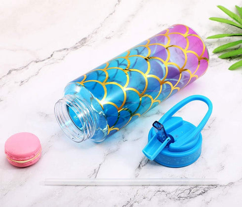 Home Tune Cute Water Bottle with Straw - BPA FREE Tritan, Leak Proof, 32oz/950ml, Pretty Design, Mermaid