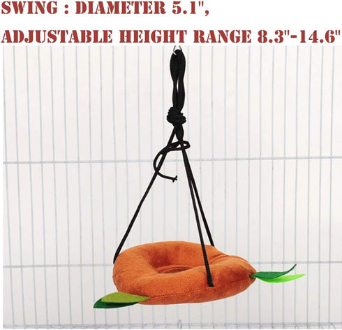 SEIS 5pcs Hamster Hanging Cage Accessories Set Leaf Wood Design Hammock Channel Ropeway Swing for Guinea Pig Rat Birds